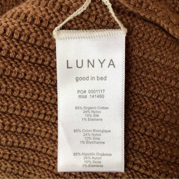 New Lunya Prima Cozy Pullover Reversible Cotton Silk Sweater Walnut Brown - Picture 10 of 12